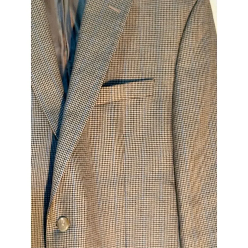 Ralph Lauren Blazer Sportscoat Brown Houndstooth Micro Plaid Academia Size 42R